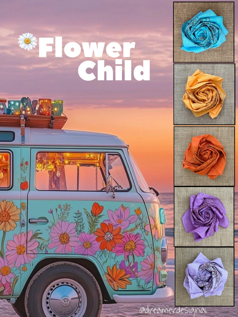 Bandanas BANDANA SET "Flower Child 2"⭐️NWT Hand Dyed SET COTTON Hair Tie